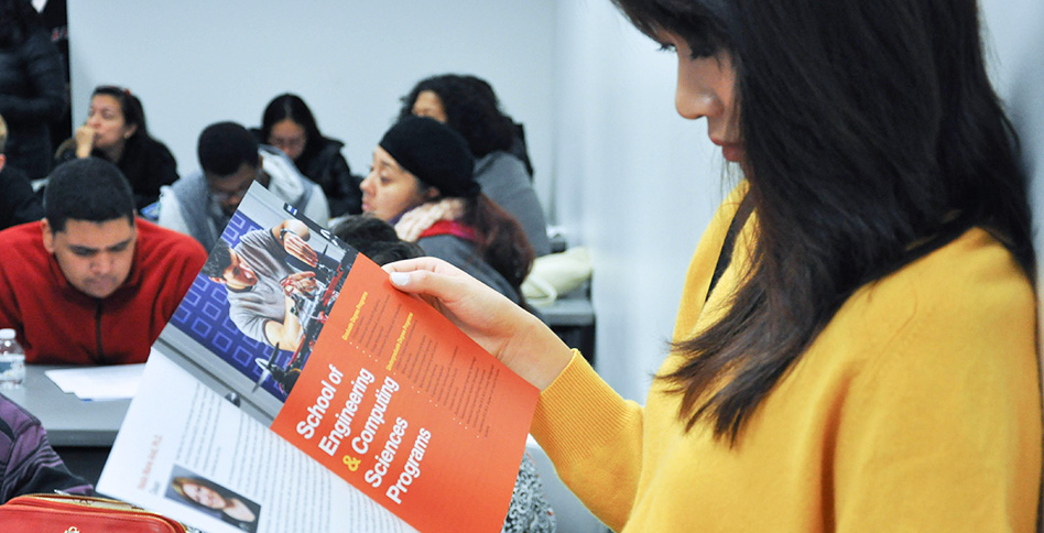 students viewing NYIT brochure students viewing NYIT brochure