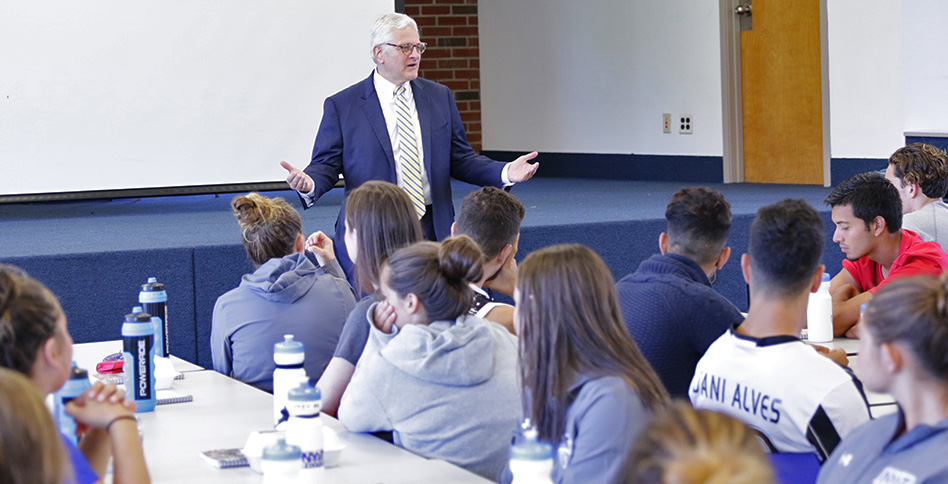 President Foley speaks with students President Foley speaks with students