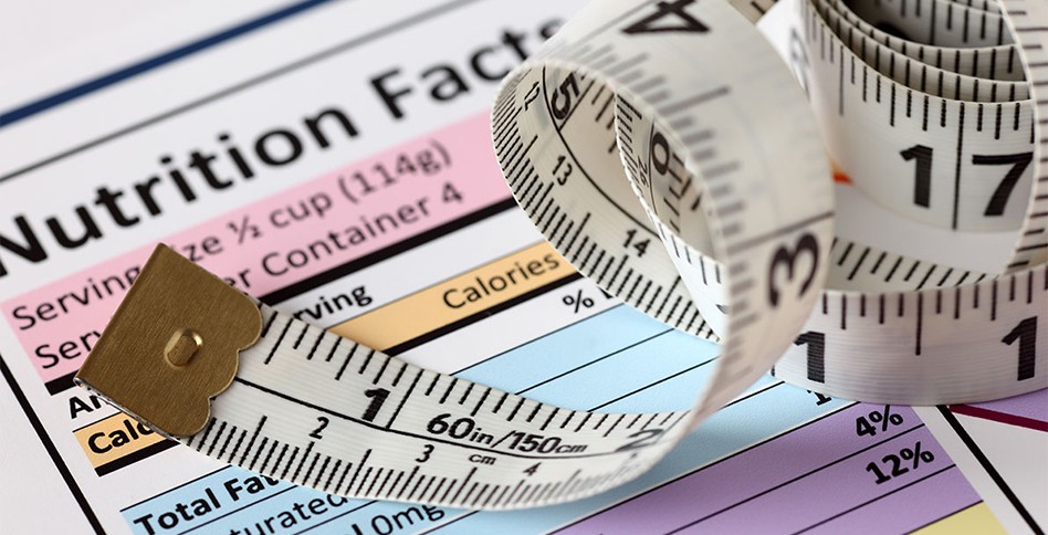 Nutrition facts and measuring tape