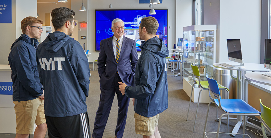 President Foley speaks with students President Foley speaks with students