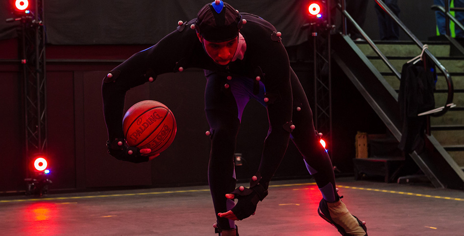 Student in a motion capture lab Student in a motion capture lab