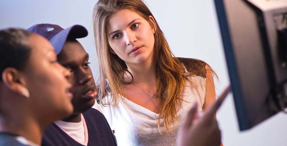 Students talk with each other Students talk with each other