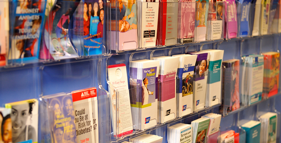 Wall of health pamphlets