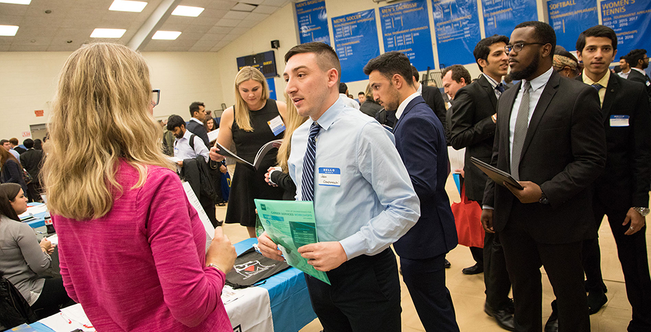 Students and employers at job fair