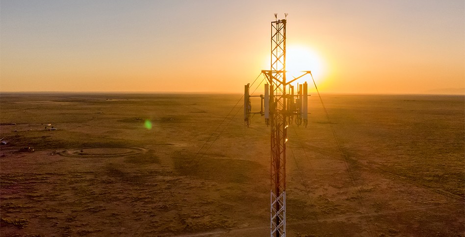 Cell tower in sunset