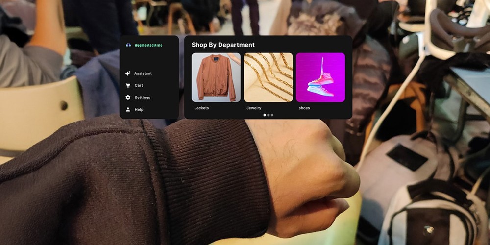Hand using virtual lens technology.