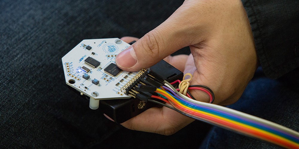 Hand holding circuitboard