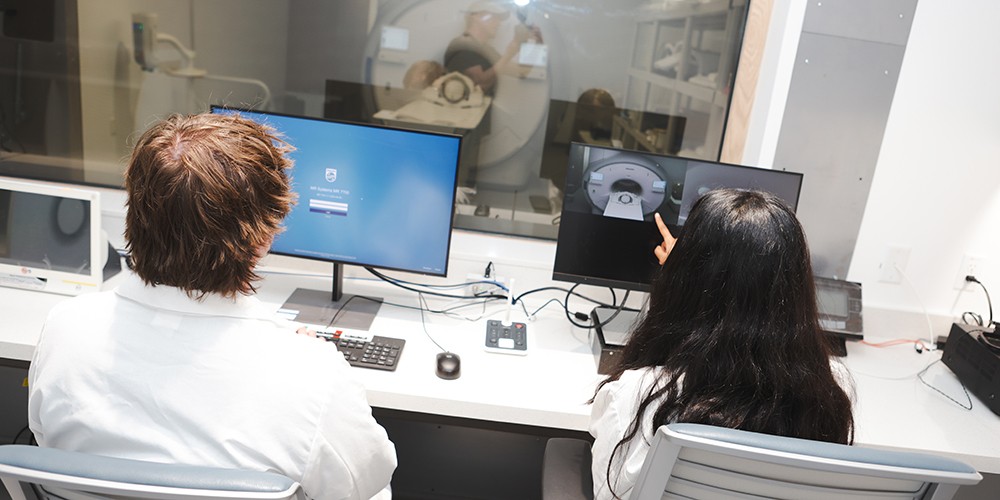 Students monitoring MRI