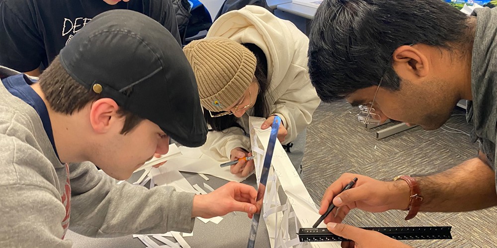 Students measuring model