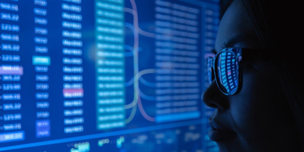 Screen reflected in glasses